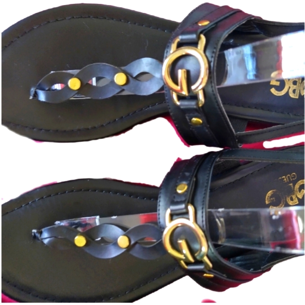 GBG Guess gg Links Sandals 10M black & gold